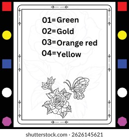 Flower and bird color by number activity book for adults