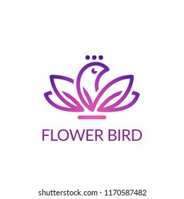 Flower bird line style icon, flat design.