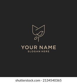 flower and bird logo design vector illustration