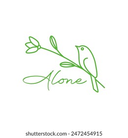 flower bird nature ecology line logo design vector