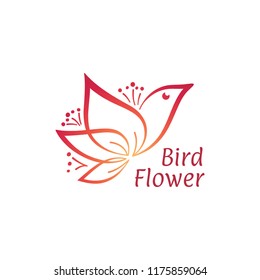 Flower bird vector icon.