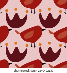 Flower and Bird vector ilustration seamless patern.Great for textile,fabric,wrapping paper,and any print.Vintages style.