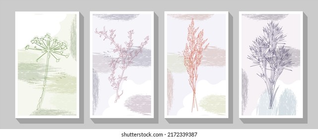 Flower and bird wall art vector set. Colorful geometric background, vector illustration.