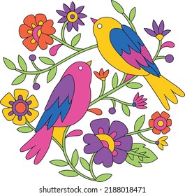 Flower and birds art vector design 