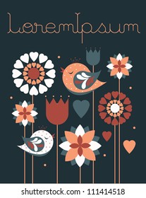 flower and birds template vector/illustration