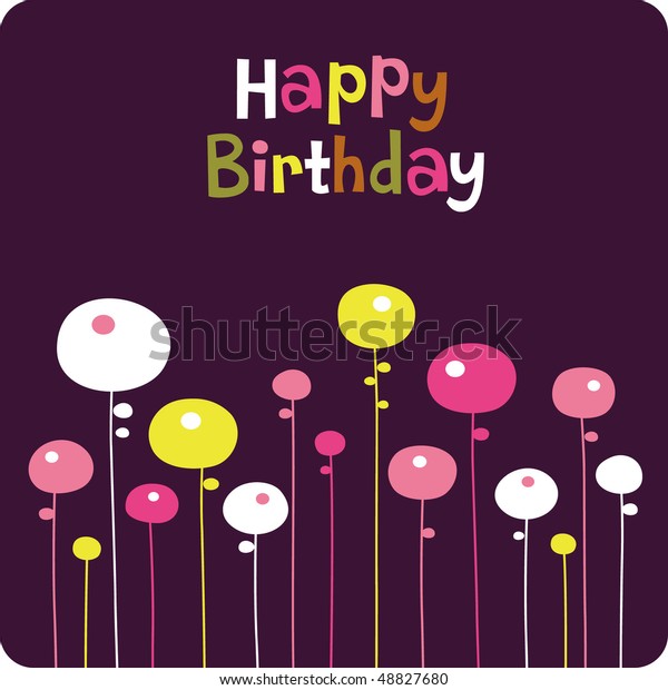 Flower Birthday Card Design Stock Vector (Royalty Free) 48827680