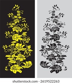 flor Negro Dorado Desingning Vector 