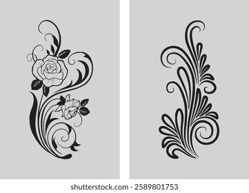 flower Black  Gray vector Desingning Vector Corel