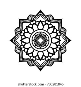 Flower black mandala on white background