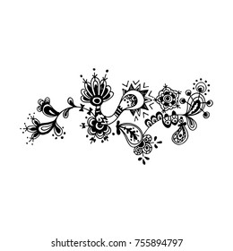 flower black. Oriental pattern, vector illustration. Islam, Arabic, India, Coloring book page