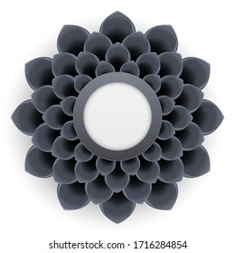 Flower with black petals. Space for text in center. Vector Illustration isolated on white background