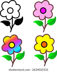 flower  black And Rainbow color vector