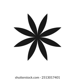 Flower black shape isolated on white background. Vector
