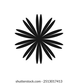 Forma negra de la flor aislada en el fondo blanco. Vector
