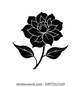 Vector de silueta negro floral, ideal para diseños florales, logotipos y proyectos de arte decorativo.