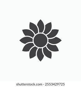 Flower black solid vecor icon