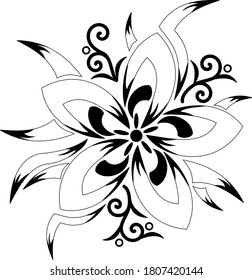 Flor de tatuaje negro vectorial diseño gráfico ilustración dibujo decoración decorativa