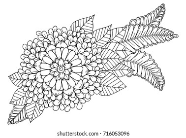 Flower  in black and white. Can use for print , page coloring book and card design