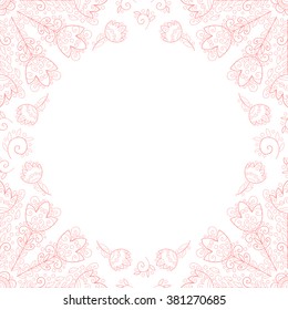 Flower black and white cute frame. Photo frame with cute abstract flowers.