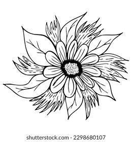flor en blanco y negro para la decoración de un solo color