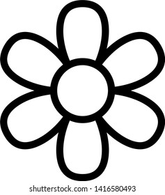 Flower black and white icon. Simple vector outline illustration.