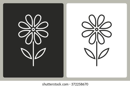 Flower   -  black and white icons. Vector illustration. 