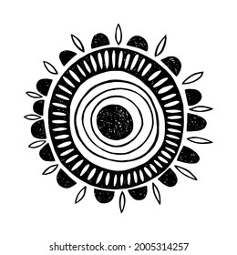 Flower. Black and white illustration isolated for packaging, cover and other design