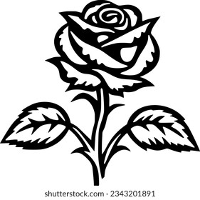 Flower - Black and White Isolated Icon - Vector illustration