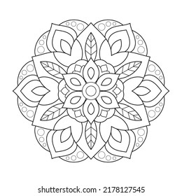Diseño de Mandala en blanco y negro de flores