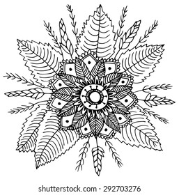 Flower black and white pen