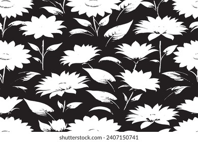 Flower black and white texture vector illustration image overlay monochrome grunge background texture