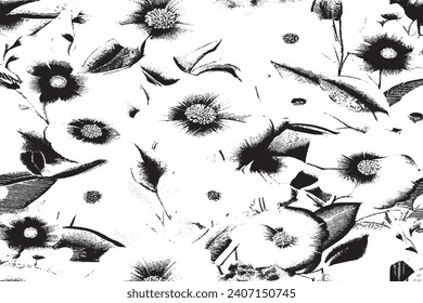 Flower black and white texture vector illustration image overlay monochrome grunge background texture