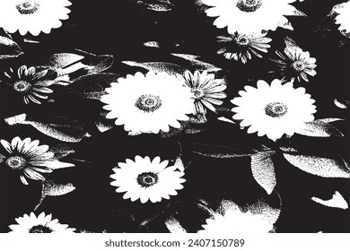 Flower black and white texture vector illustration image overlay monochrome grunge background texture