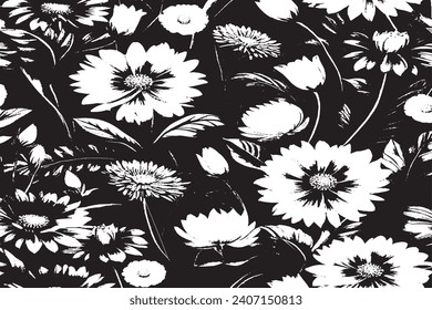 Flower black and white texture vector illustration image overlay monochrome grunge background texture