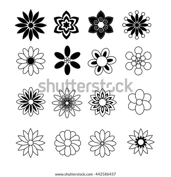 Flower Black White Vector Stock Vector (Royalty Free) 442586437