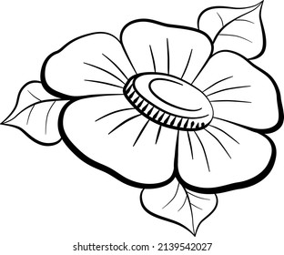 Flower. Black and white vector drawing