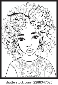 Flower Black Women Coloring pages