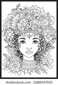 Flower Black Women Coloring pages