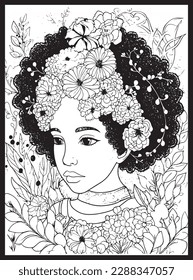 Flower Black Women Coloring pages