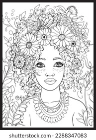 Flower Black Women Coloring pages