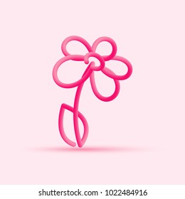 Flower blended interlaced line icon. March 8. International Women's Day. Trendy vector liquid 3d flower icon, logo or symbol for your poster, banner, postcard, invitation or greeting card design