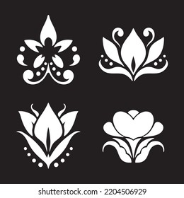 Flower Bloom Silhoutte Asset Vector