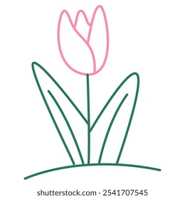 Flor florece en estilo simple. Planta floral, decoración botánica, elemento de diseño. Floración delicada, tallo. Flor silvestre caprichosa, flor de verano. Ilustración vectorial plana aislada sobre fondo blanco