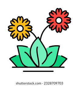 Flower Blooming Colorful Outline Icon Design
