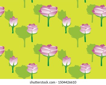 Flower Blooming Side View Seamless Pattern Wallpaper-01