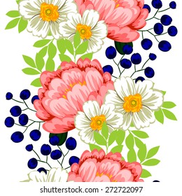 Flower blossom. Abstract elegance seamless pattern with floral elements. Flower background.