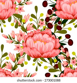 Flower blossom. Abstract elegance seamless pattern with floral elements. Flower background.