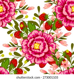 Flower blossom. Abstract elegance seamless pattern with floral elements. Flower background.