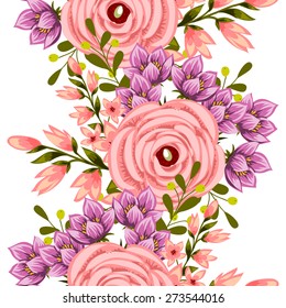 Flower blossom. Abstract elegance seamless pattern with floral elements. Flower background.