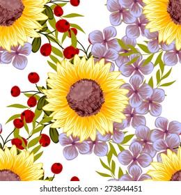 Flower blossom. Abstract elegance seamless pattern with floral elements. Flower background.